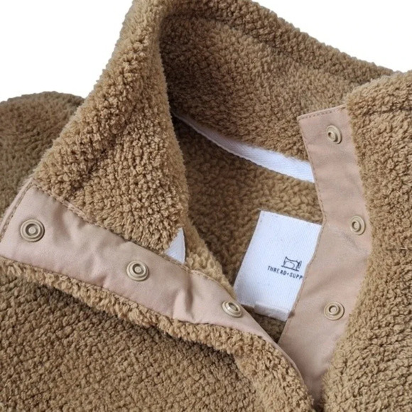 Thread & Supply Womens‎ Fleece Quarter Button-Up Pullover Size Large - Picture 5 of 12
